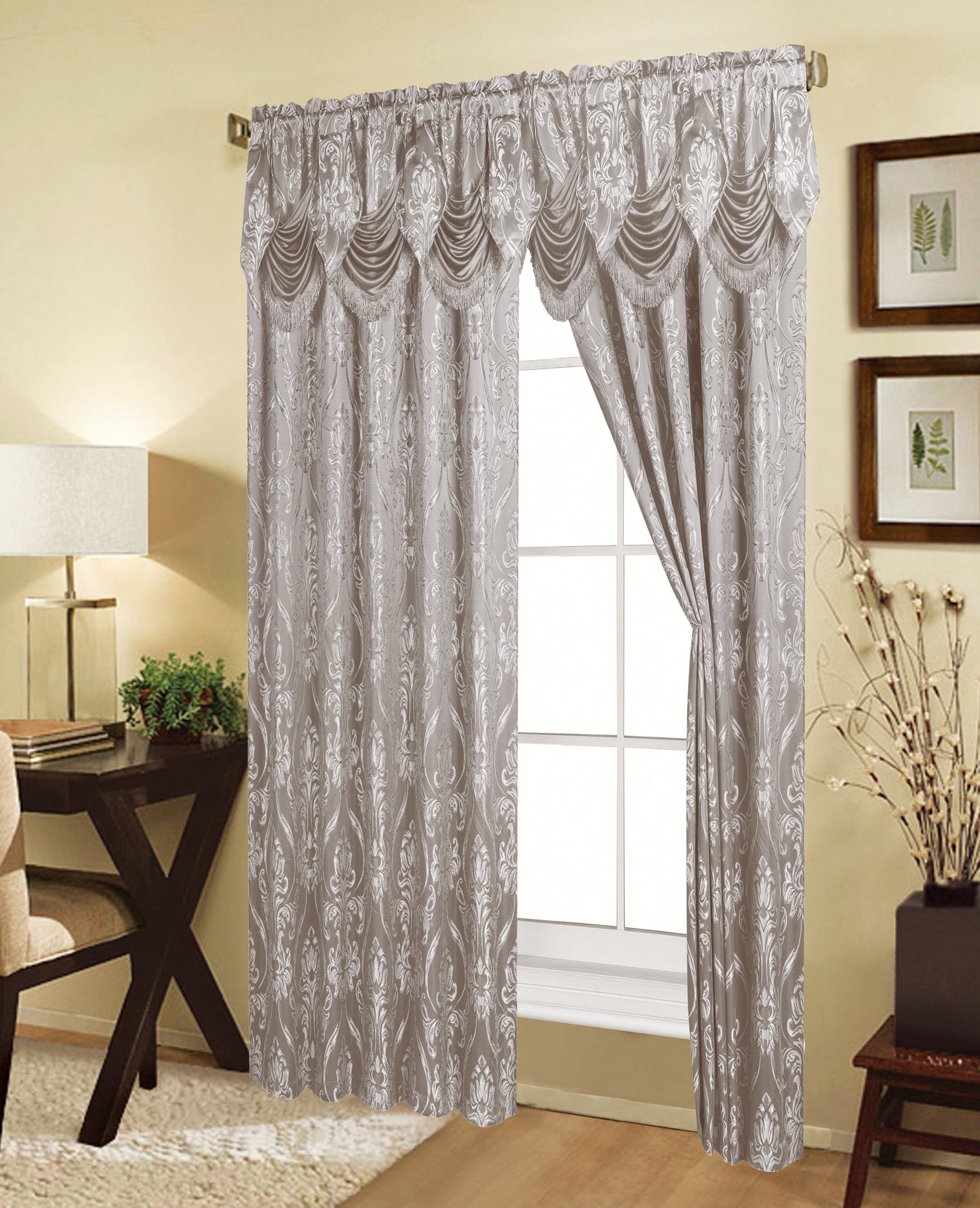 81027 Jacquard window curtain with valance