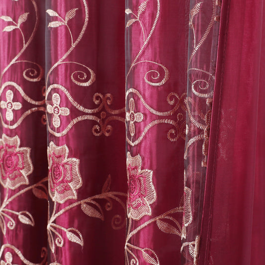 81005 Floral Double Layer Sheer window curtain