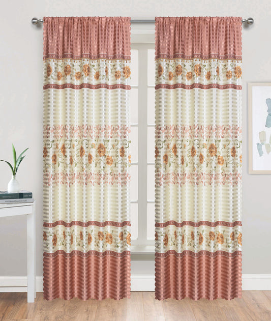 81031 Floral silky window curtain