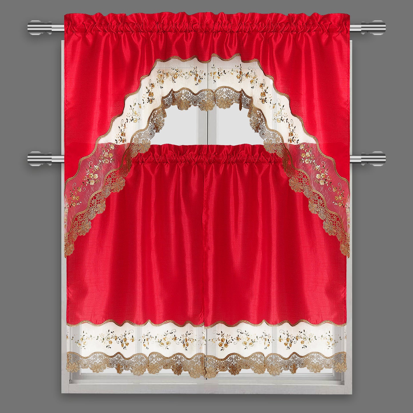 85002 Kitchen Curtain 3 Piece Set